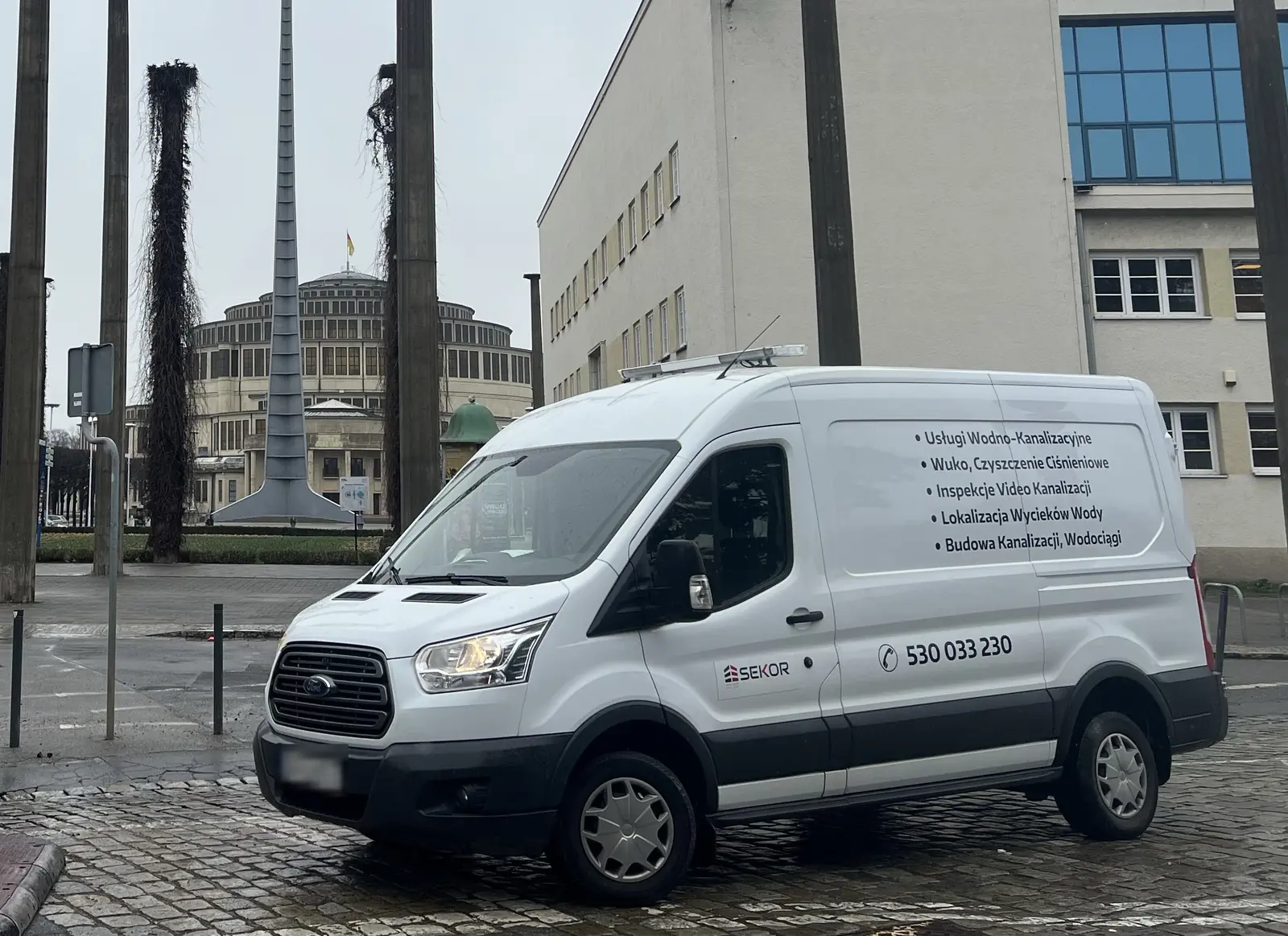 SEKOR service van at the Centennial Hall in Wrocław